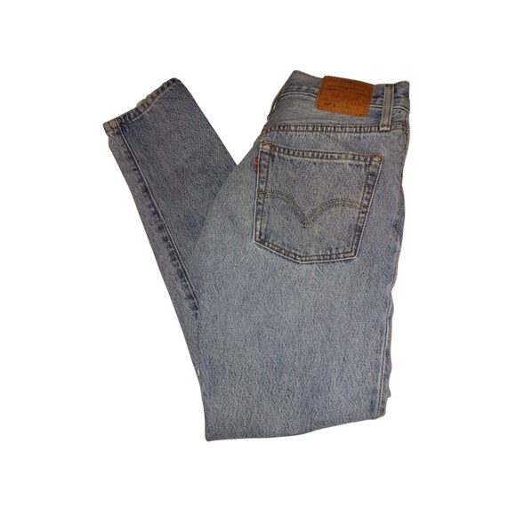 LEVI'S 501 US 24 x 28 Ripped Denim Button Fly Skinny Jeans Distressed Light Wash - Picture 2 of 9